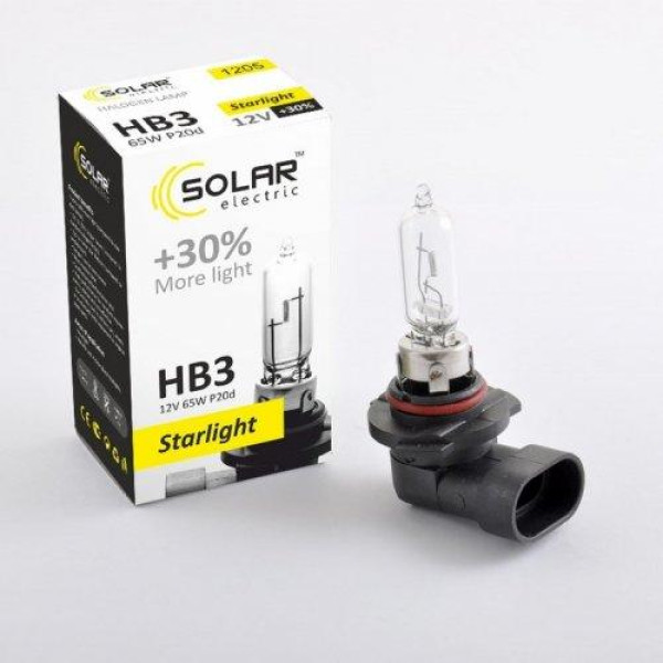 Автолампа галогенная Solar Starlight + 30% / HB8 / 65W / 12V / 1 шт (1205)