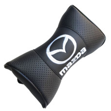 Подушка на підголовник з логотипом Mazda екошкіра Чорна 1 шт