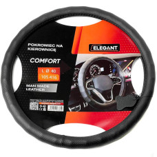 Чехол руля Elegant L 39-41 см Перфорація 1 шов Екожа Чорний (EL105 722)
