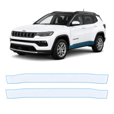 Антигравійна захисна бронеплівка за лекалами для Jeep Compass MP facelift 2021- нижня зона кузова пороги