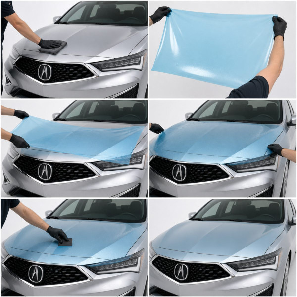 Антигравійна захисна бронеплівка за лекалами для Acura ILX I facelift 2019-2022 - нижня зона кузова пороги