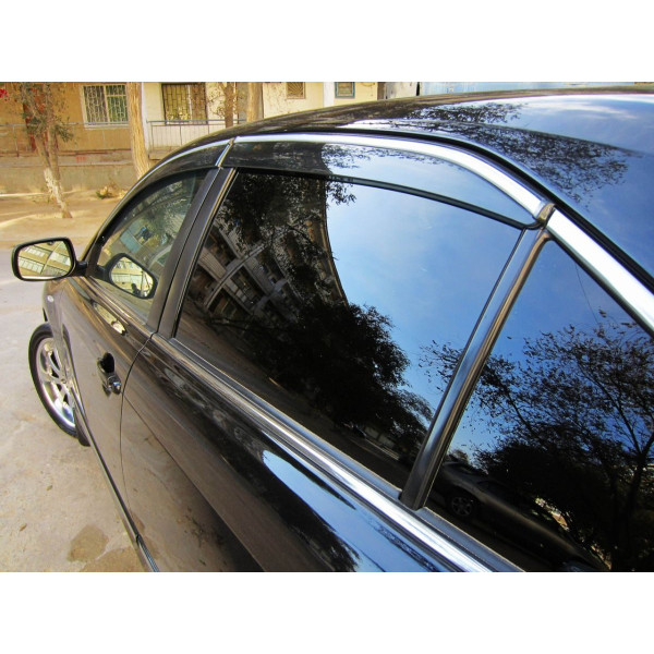 Дефлектори вікон вітровики Toyota Camry V40 2006-2011 Хром молдинг (08611-33080)