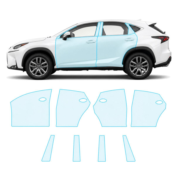 Антигравийная защитная бронепленка по лекалам для Lexus NX AZ10 2014-2017 - зоны дверей и стойки окон