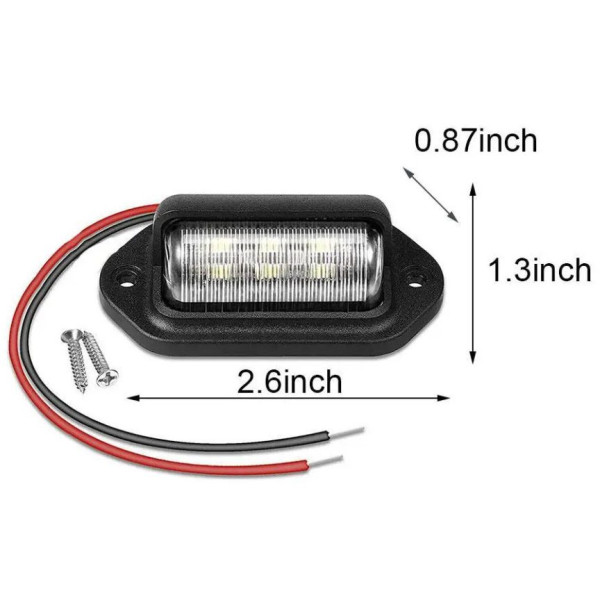 LED Підсвічування Номери універсальні Thoc Auto 12/24V 6 LED 2 шт Чорна (4382)