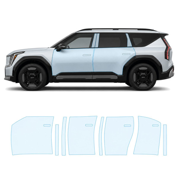 Антигравійна захисна бронеплівка за лекалами для Kia EV9 I 2023- зони дверей і стійки вікон
