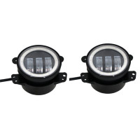 Противотуманные LED Фары круглые / Линза с ДХО / D87мм / 12V / 15W / 6500K / 2 шт