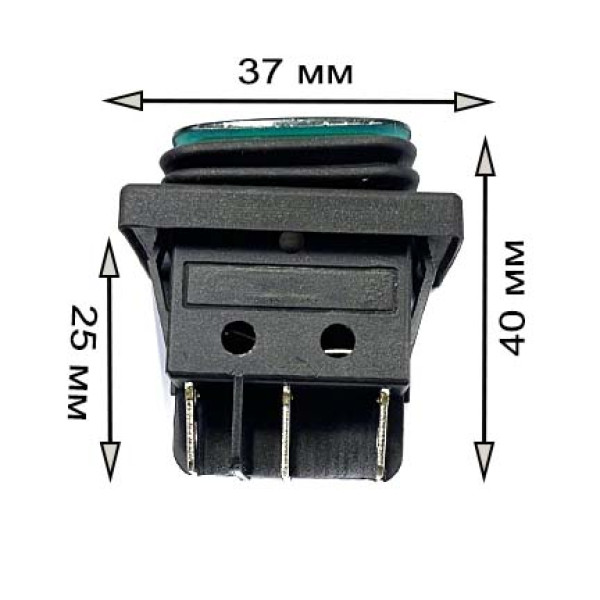 Кнопка Перемикач 12V (On/Off) 6 Контакт Зелене Підсвічування №142