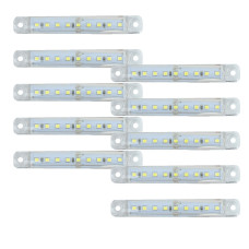 Габарит LED прямоугольный 100х15 мм / 12/24V / 9 диодов / Белый 10 шт (EMR 53B)