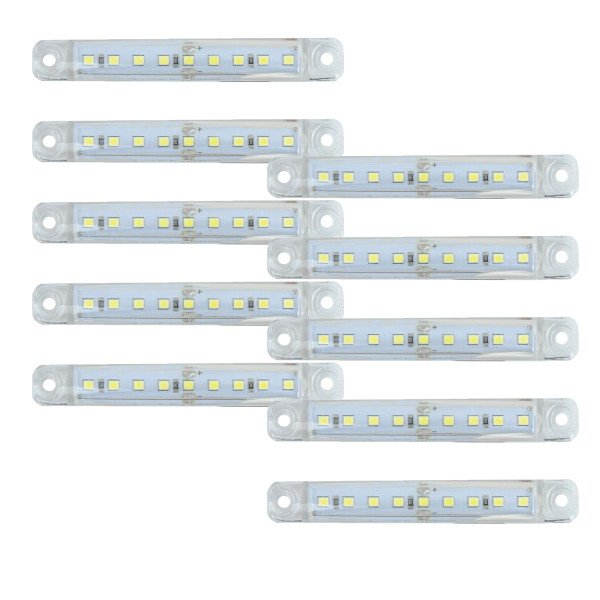 Габарит LED прямоугольный 100х15 мм / 12/24V / 9 диодов / Белый 10 шт (EMR 53B)