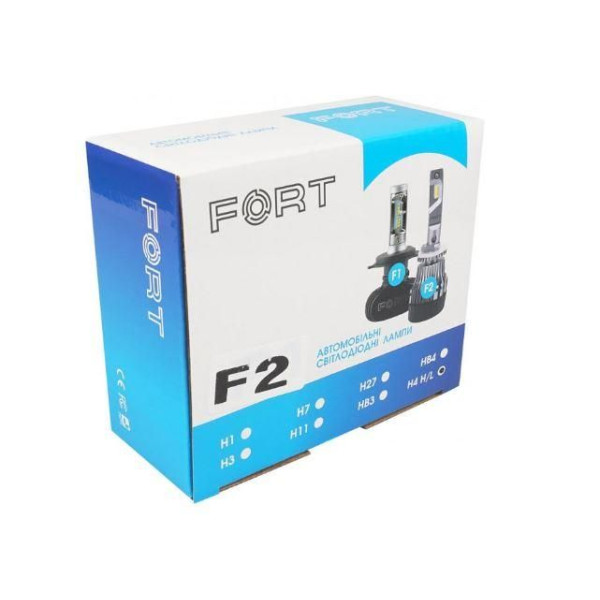 LED лампи автомобільні H4 FORT F2 радіатор+кулер 4000Lm/CSP/30W/5000K/IP65/9-16V 2 шт