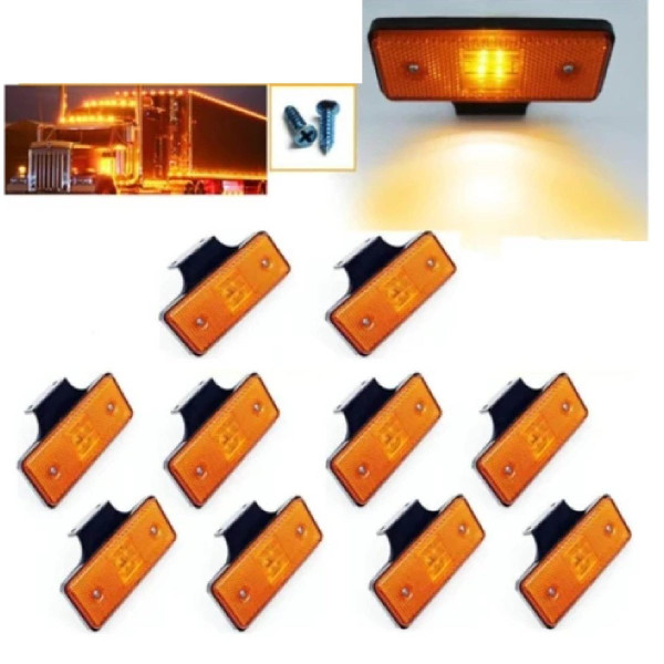LED Габаритны фонар 110х42 мм 24V 4 диода резиновый кронштейн Оранжевые YP-24 10 шт