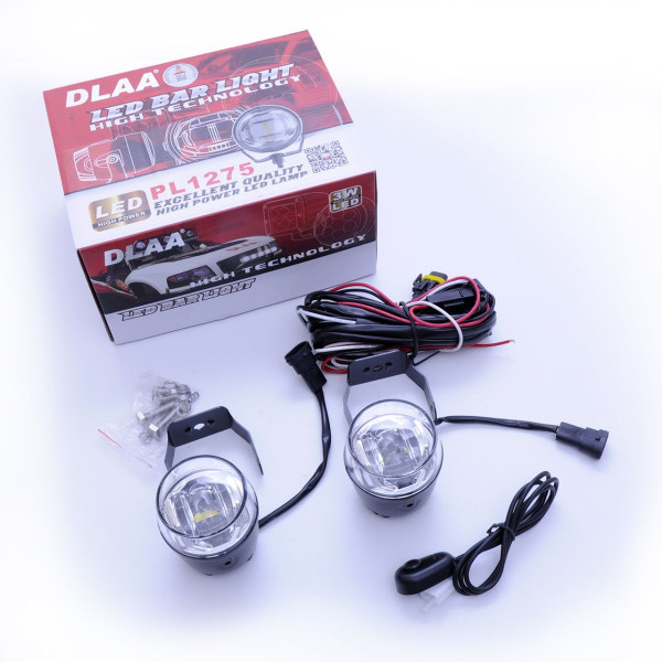 Противотуманные LED Фары круглые / Линзованные / кнопка вкл/викл / D70 мм / 12V / 9W / 6000K-ZES / 2 шт