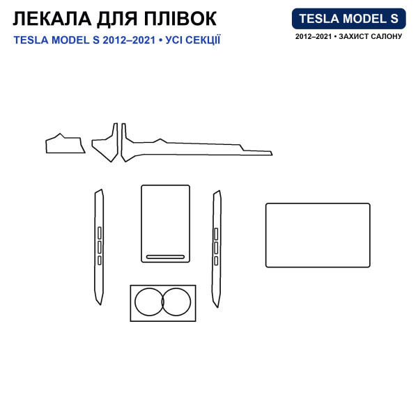 Набір Плівок захисних для салону Tesla Model S 2012-2021 TPH (Кансолі Дисплея Ручок)