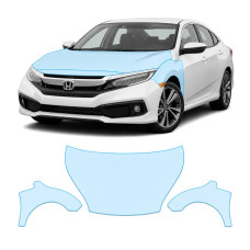 Антигравийная защитная бронепленка по лекалам для Honda Civic X facelift 2019-2021 - капот и передние крылья
