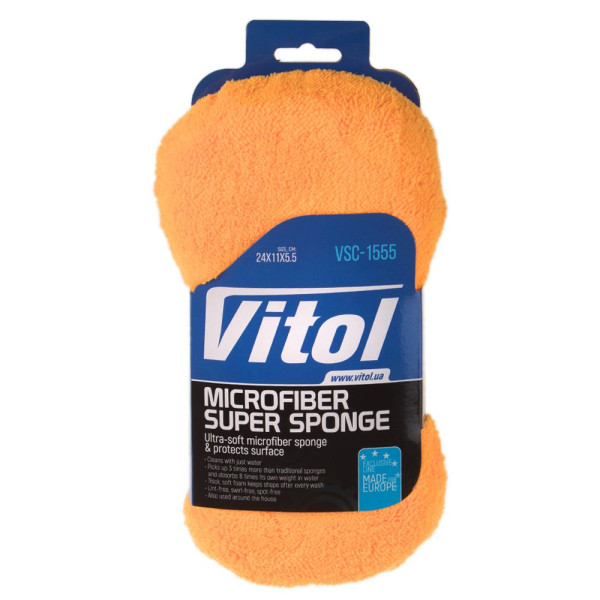Губка для мойки авто микрофибра Vitol 240 x 11 x 6 мм (VSC-1555)