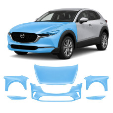 Антигравийная защитная бронепленка по лекалам для Mazda CX-30 DM 2019- передняя часть авто (капот бампер фары крылья)