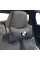 Подушка на підголівник з логотипом BMW Екошкіра 3D Кольоровий лого Чорна-Чорний кант 1 шт