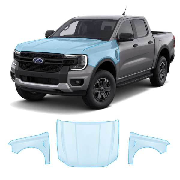 Антигравійна захисна бронеплівка за лекалами для Ford Ranger IV 2022- капот і передні крила