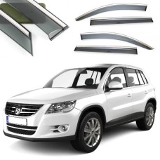 Дефлектори вікон вітровики Benke для Volkswagen Tiguan I 2007-2015 Хром Молдинг З Нержавіючої Сталі 3D (BVWTG1023-W/S)