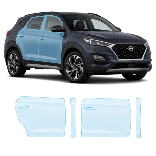 Антигравийная защитная бронепленка по лекалам для Hyundai Tucson TL facelift 2019-2020 - зоны дверей и стойки окон