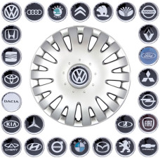 Ковпак колеса з емблемою Volkswagen SKS211 R14 сірий з логотипом на вибір 4 шт