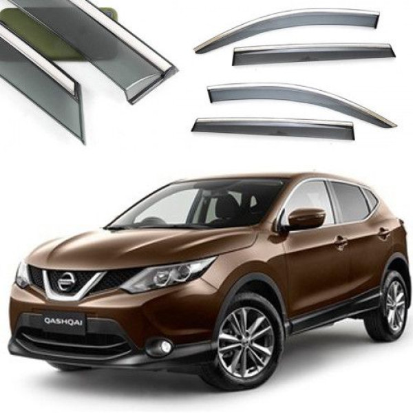 Дефлекторы окон ветровики Benke для Nissan Qashqai 2014- (J11) Хром Молдинг Из Нержавеющей Стали 3D