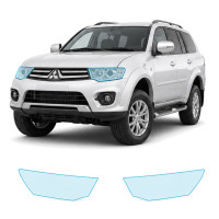 Антигравийная защитная бронепленка по лекалам для Mitsubishi Pajero Sport II 2015-2019 - оптика (фары и ПТФ)