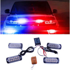 Страбоскоп Светодиодный 12-24V / LED 4 Шт / 12 Режимов / Красно-Синий (BS-1-4-12LED R+B)