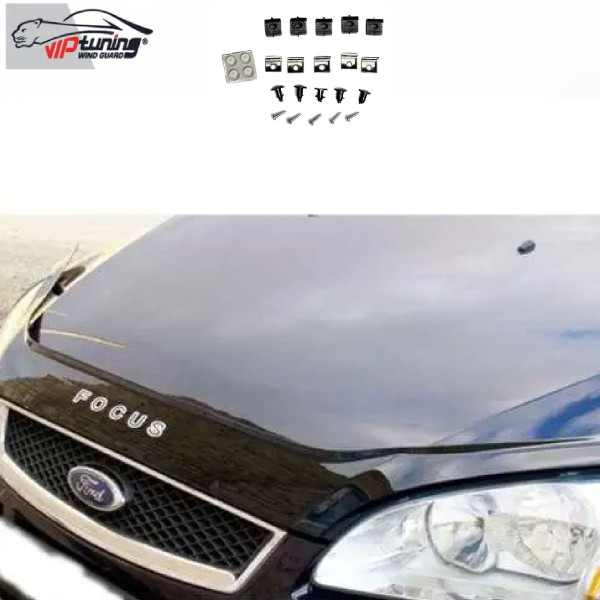 Дефлектор капоту мухобійка для Ford Focus 2004-2008 Євро Кріплення (Vip Tuning)