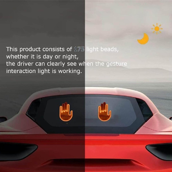 Підсвічування автомобільне LED-долоня рука на заднє скло для жестів (Gesture fan fak car Led)