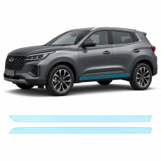 Антигравийная защитная бронепленка по лекалам для Chery Tiggo 4 Pro 2023- нижняя зона кузова пороги
