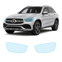 Антигравийная защитная бронепленка по лекалам для Mercedes-Benz GLC X253 facelift 2019-2022 - оптика (фары и ПТФ)