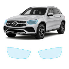 Антигравійна захисна бронеплівка за лекалами для Mercedes-Benz GLC X253 facelift 2019-2022 - оптика (фари та ПТФ)