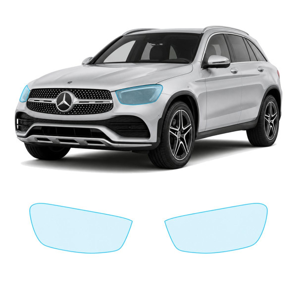 Антигравійна захисна бронеплівка за лекалами для Mercedes-Benz GLC X253 facelift 2019-2022 - оптика (фари та ПТФ)