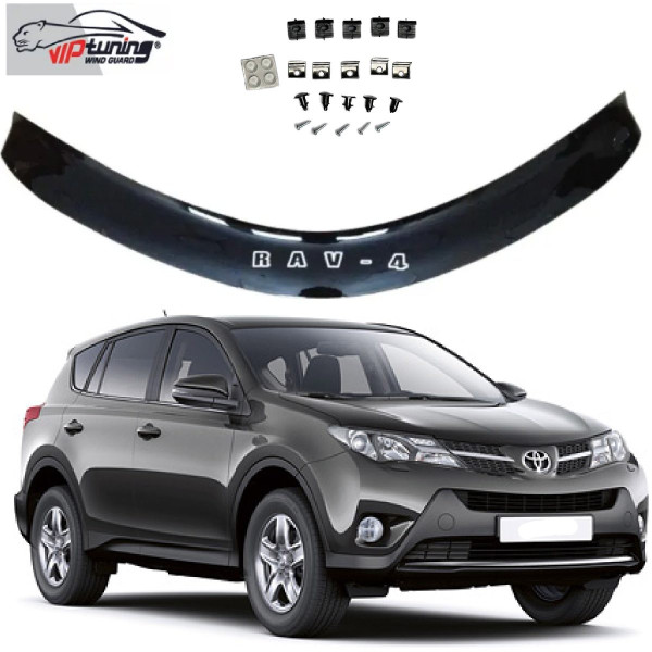 Дефлектор капота мухобойка для Toyota Rav 4 2013-2018 Евро Крепление (Vip Tuning)