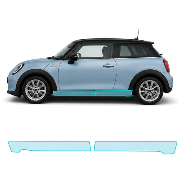 Антигравийная защитная бронепленка по лекалам для Mini Cooper F66 2024- нижняя зона кузова пороги