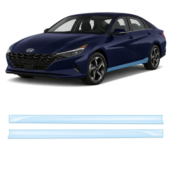 Антигравійна захисна бронеплівка за лекалами для Hyundai Elantra CN7 2020-2023 - нижня зона кузова пороги