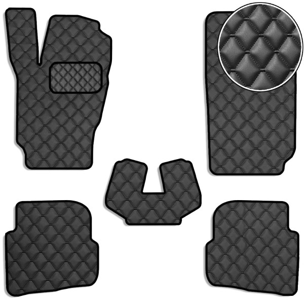 Коврики в салон Экокожа для Skoda Fabia 1997-2007 Черные 5 шт (Rombus)