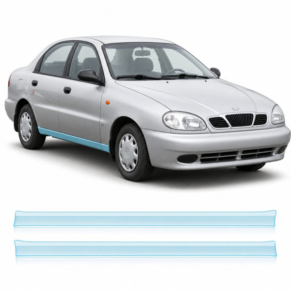 Антигравийная защитная бронепленка по лекалам для Daewoo Lanos T100 1997-2017 - нижняя зона кузова пороги