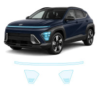 Антигравийная защитная бронепленка по лекалам для Hyundai Kona SX2 2023- оптика (фары и ПТФ)