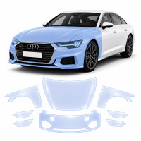 Антигравийная защитная бронепленка по лекалам для Audi A7 C8 2018-2022 - передняя часть авто (капот бампер фары крылья)