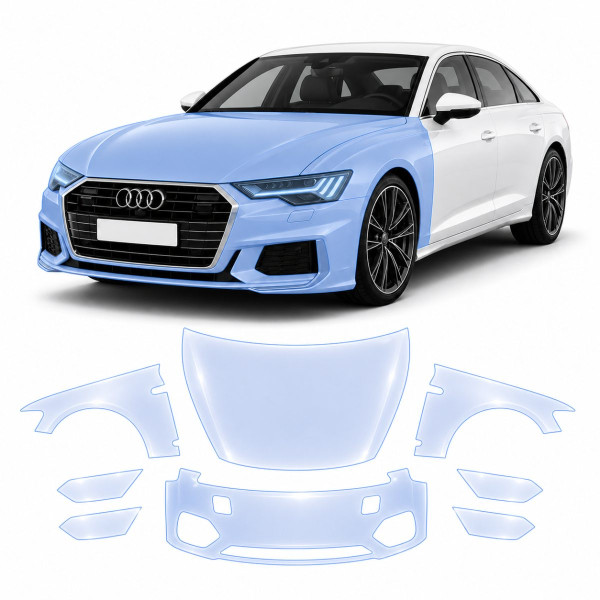 Антигравійна захисна бронеплівка за лекалами для Audi A7 C8 2018-2022 - передня частина авто (капот бампер крила))