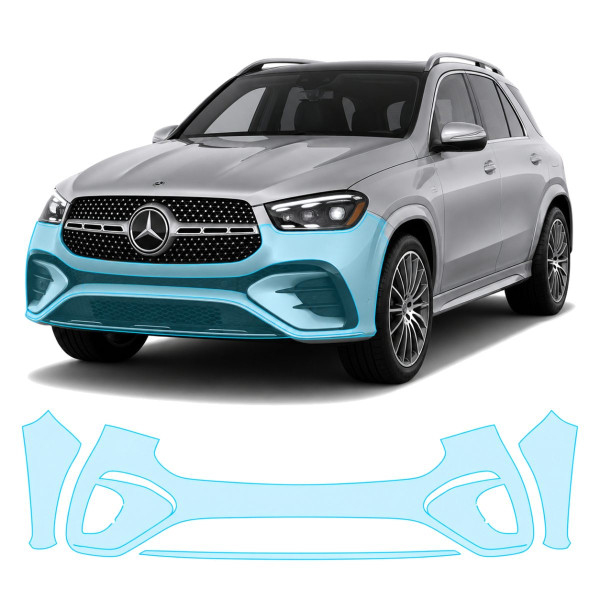 Антигравийная защитная бронепленка по лекалам для Mercedes-Benz GLE W167 facelift 2023- передний бампер
