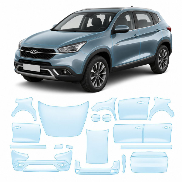 Антигравийная защитная бронепленка по лекалам для Chery Tiggo 7 I 2016-2020 - полный кузов