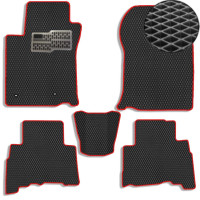 Килимки в салон EVA для Toyota Prado 150 2010-2021 (Металевий підп'ятник) Чорні-Червоний кант 5 шт