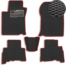 Коврики в салон EVA для Toyota Prado 150 2010-2021 (Металлический подпятник) Черные-Красный кант 5 шт