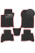 Коврики в салон EVA для Toyota Prado 150 2010-2021 (Металлический подпятник) Черные-Красный кант 5 шт