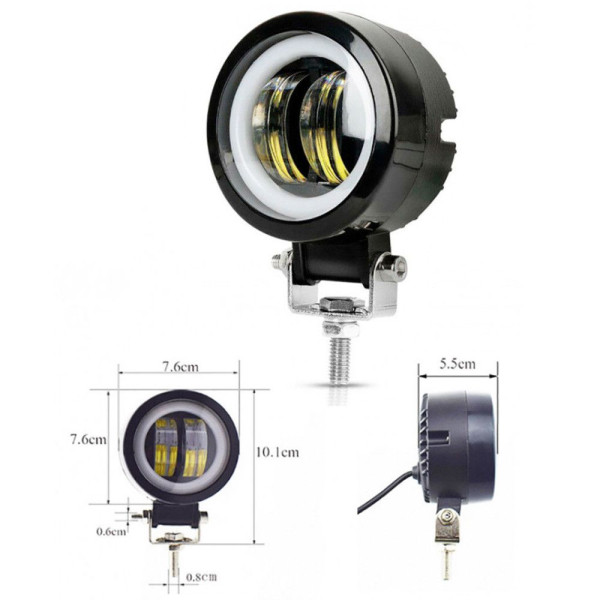 Світлодіодна додаткова LED фара / Далеке світло / Лінза з ДХО D-100мм / 10-30V / 20W / 7000K / 1 шт