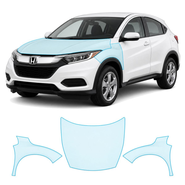 Антигравійна захисна бронеплівка за лекалами для Honda HR-V (US/глобальний) II facelift 2019-2021 - капот і передні крила