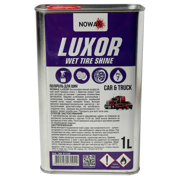 Очиститель - чернитель для шин Nowax Luxor Wet Tire Shine 1000 мл Оригинал (NX01129)